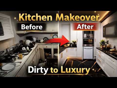 Dirty Kitchen to Luxury Kitchen Makeover 😱 | Small Kitchen Transformation | Before & After