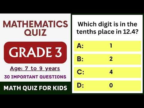 Math Test for Grade 3 | 30 Important Questions with Answers | Kids Age 7 to 9 | Classroom Quiz