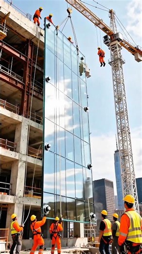 🏗️This Is What Happens When Glass Installation Goes WRONG | Massive Panel Falls #fail #construction
