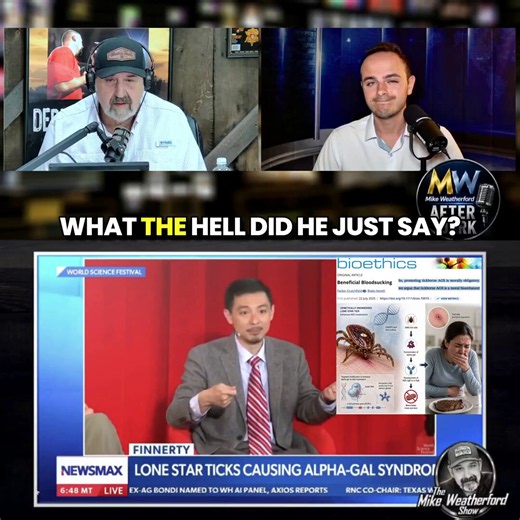 So-called scientists at major universities are advocating for tick borne illness that will make eating meat impossibleCovered by Finnerty on NewsMax and others but all should be aware of this encouraged plague