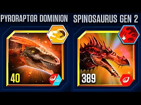 PYRORAPTOR DOMINION VS SPINOSAURUS GEN 2 BATTLE MODS | JURASSIC WORLD THE GAME