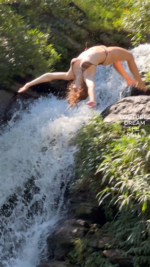 Angels Jump Into a Hidden Waterfall Deep in the Forest#waterfall #cliffjumping #nature