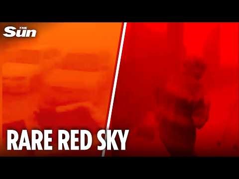 Sky turns RED after Saharan dust storm blankets Libya