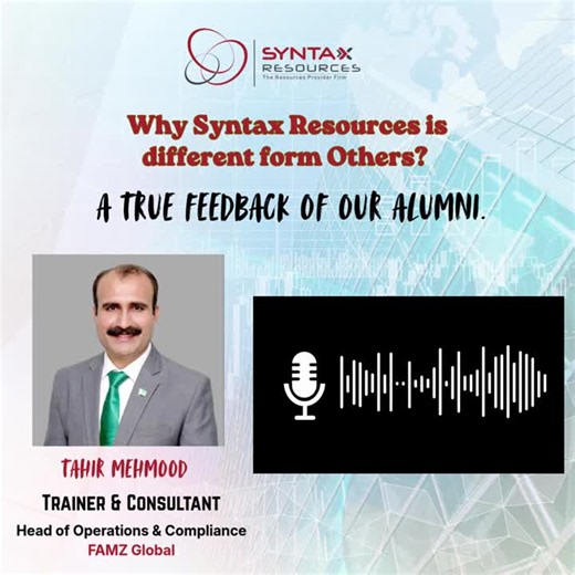 #syntaxresources #tahirmehmood #alumnifeedback #professionaldevelopment #careergrowth #skilldevelopment #professionaltraining #leadership #learninganddevelopment #successstories #zafarullahzahid | Syntax Resources (HR Consulting & Training Firm)