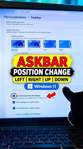 Windows 11 Taskbar Position Change 🔥 #Windows11 #Taskbar #TechTips #PrakashSir