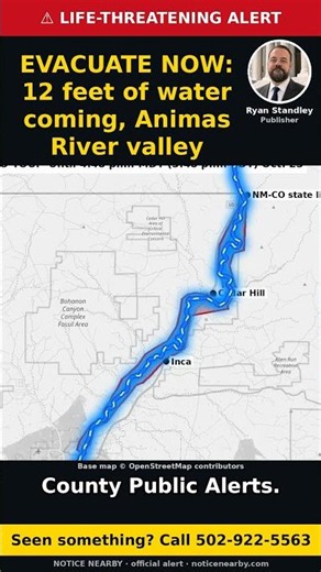 EVACUATE NOW: 12 feet of water coming, Animas River valley, San Juan County NM #Shorts