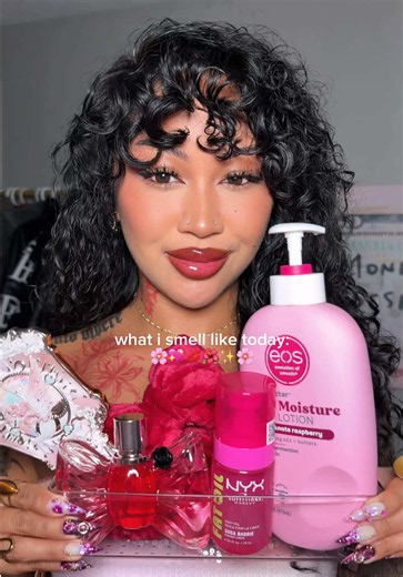 i love smelling like the color pink and raspberries🥹🌸💖✨ PRODUCTS: @eos Products pomegranate raspberry body lotion @NYX Cosmetics Canada @NYX Professional Makeup suga baddie body oil @Viktor&Rolf Fragrances @sephoracanada bonbon berry jelly perfume #bodycare #showerroutine #bodycareroutine #perfume #fragrance