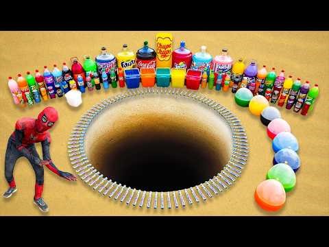 Experiment: Big Toothpaste Eruption from Circle Hole with Giant Coca-Cola, Pepsi, Fanta & Mentos