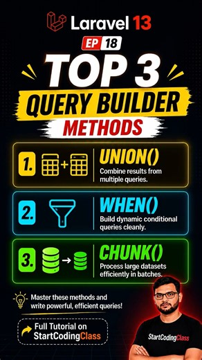 Top 3 Laravel Query Builder Methods 🚀 #Shorts