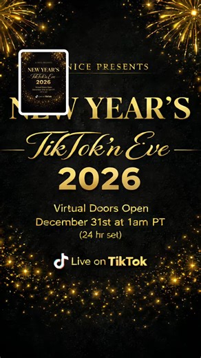 We are 17 hrs away from the start of my 24 hr DJ set “New Year’s TikTok’n Eve!” Join me LIVE on my @DNice TikTok for a 24-hour DJ set as we welcome 2026 together. 🎶✨ Virtual doors open December 31st at 1AM PT. We’re ringing in 2026 the only way we know how… together. Let’s go! And don’t forget to tell your friends. 🔥