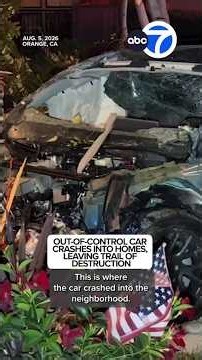 Out-out-control car crashes into homes, leaving trail of destruction