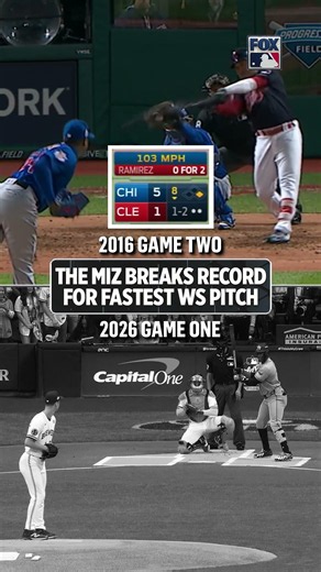 Jacob Misiorowski (103.5 MPH) surpassed Aroldis Chapman's record (103.2 MPH) for fastest WS pitch