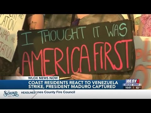 Group of protesters gather at Jones Park over US strikes on Venezuela