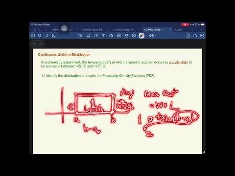 Continuous Uniform Distribution : concepts, E(X), Var(X), example