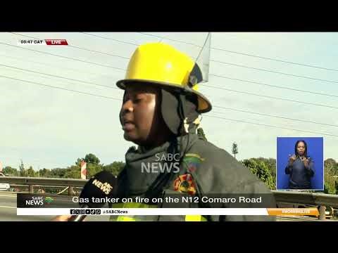 Gas tanker catches fire after vehicle crash on the N12