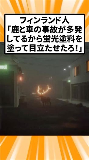 フィンランド人「鹿と車の事故が多発してるから蛍光塗料を塗って目立たせたろ！」