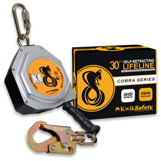 KwikSafety 30' COBRA CABLE Self Retracting Lifeline ANSI Class 1 SRL - Model No.: KS7934