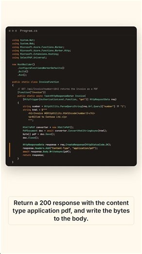 HTML to PDF in Azure Functions with C# | SelectPdf