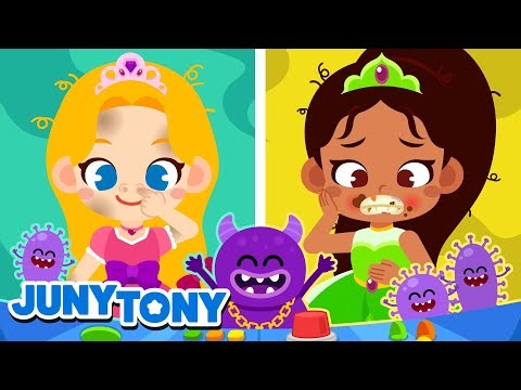 Princesas Sujinhas & Germes Felizes | Músicas de Higiene Infantil | JunyTony em Português