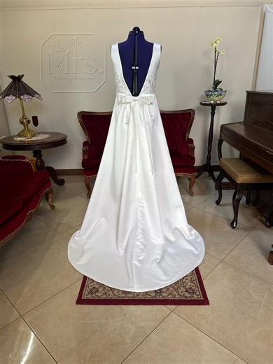 Open Back Satin Bridal Wedding Dress Detachable Bow Size 14 (UK) - Etsy