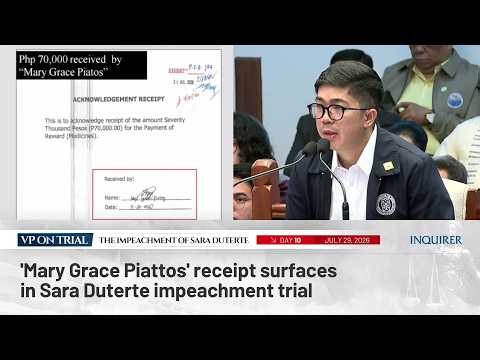 'Mary Grace Piattos' receipt surfaces in Sara Duterte impeachment trial
