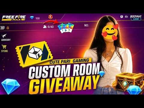 FREE FIRE LIVE GIVEAWAY CUSTOM ROOM 😍| FF LIVE REDEEM CODE GIVEAWAY WITH CUTE GIRL |CUTE PARI GAMING