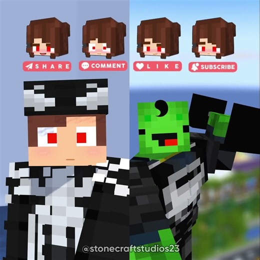 Venom Jj Girlfriend Face Reveal with Super Mikey🦸‍♂️🖤😎-Minecraft Short Animation #trending #shorts