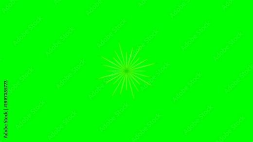 Abstract Yellow Starburst Explosion on Green Screen Background.