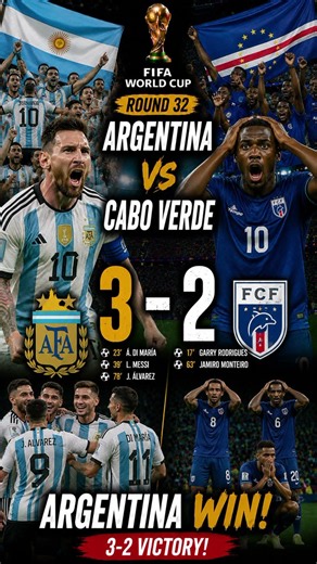 Argentina vs Cabo Verde 3-2 Thriller | Last-Minute Drama & Insane Goals! ⚽🔥#football #soccer #fifa