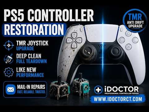 White PS5 Controller Repair (BDM-010) - TMR Joystick Upgrade & Full Teardown Deep Clean