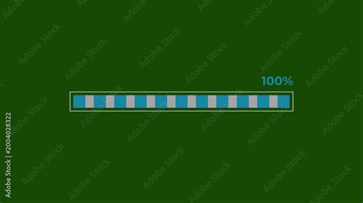 4K Green Screen Segmented Loading Bar Animation - Blue Dash Progress Indicator UI Motion Design for Tech and Security Interfaces