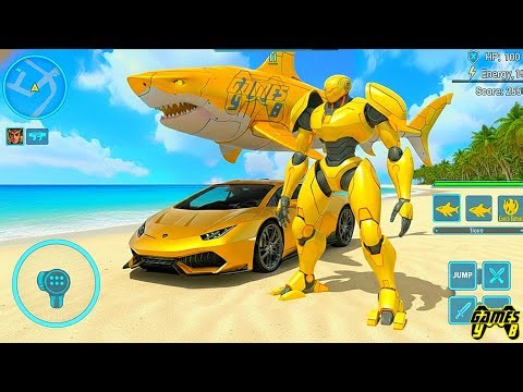 Yellow Shark Robot Transform Wars: Car Drone Shark Robot Game 2026 - Android Gameplay