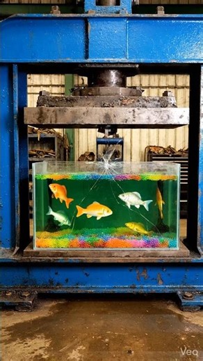 Hydraulic Press vs Aquarium 😳 Glass Shatters + Orbeez Explosion! #shorts