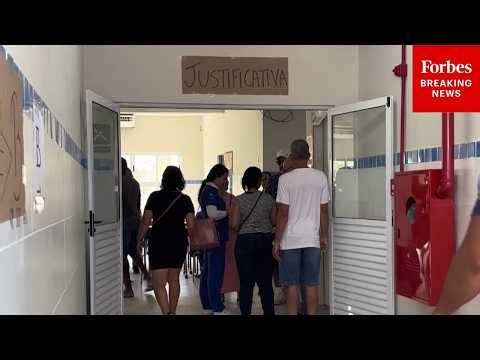 Voters Line Up To Cast Their Ballots For President In Brazil's General Election