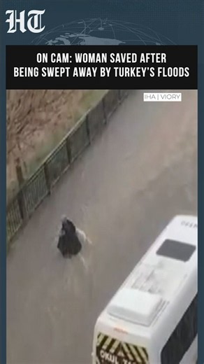 Dramatic Rescue as Woman Is Swept Away by Floodwaters in Turkey After Torrential Rain | #shorts