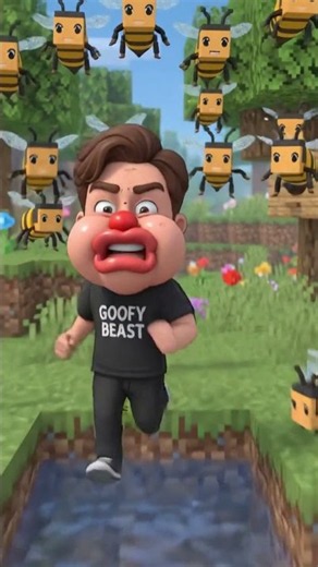 I Survived 100 Days in Minecraft… Then the BEES Attacked! 😂🐝 #shorts #viral #gooftbeast #cartoon
