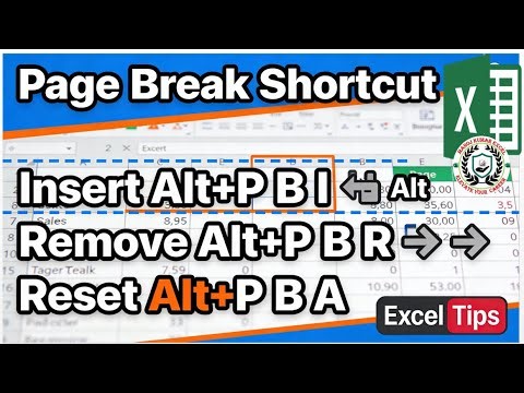 Insert & Remove Page Break in Excel Alt + P B I / Alt + P B R / Alt + P B A Shortcut