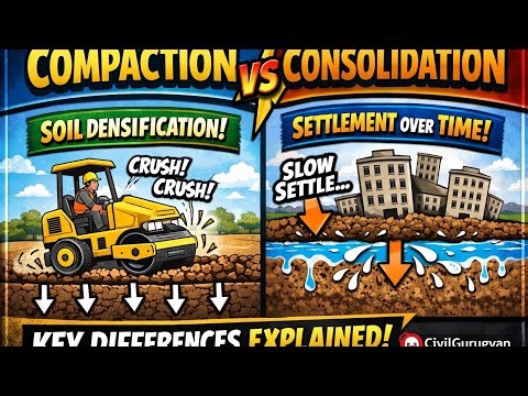 DIFFERENCE BETWEEN COMPACTION AND CONSOLIDATION |KEY DIFFERENCE BETWEEN COMPACTION & CONSOLIDATION |