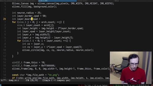 【中文字幕】ML in C - 第 4 集：神经网络可视化 | Tsoding Daily