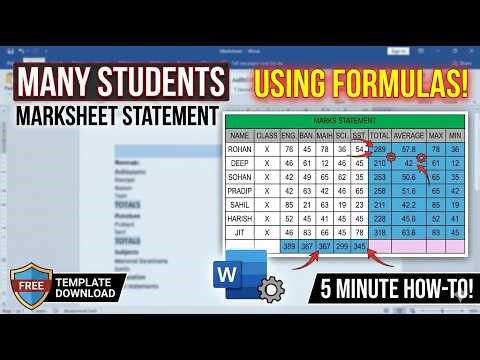 EASY MS Word Marks Statement Tutorial (Using Automatic Formulas - No Excel!)