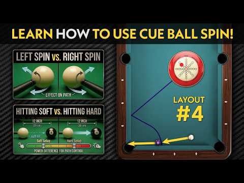 (LAYOUT # 4) Where Will The Cue Ball Go When Using Side at Different Speeds? - Billiards / Pool
