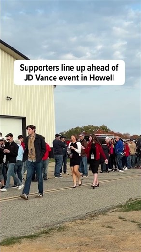 Supporters line up ahead of JD Vance event in Howell