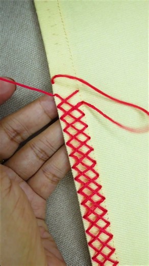 Easy hand embroidery border #embroidery #loopstitch #crochet #beginnersstitch #diy #diynstitch