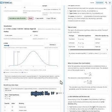 Statistics Tools Demo: P-Value on the Normal Curve | STEM Calculators