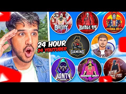 24 HOUR with 24 YOUTUBER in FREE FIRE 🔥😱 DESI GAMERS