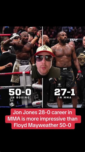 Jon Jones 28-0 career in MMA is more impressive than Floyd Mayweather 50-0 #jonjones #floydmayweather