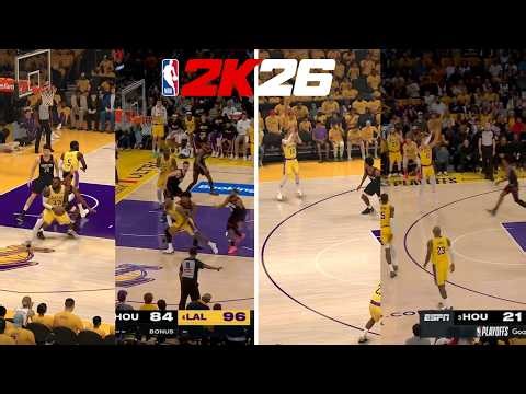 LeBron & Luke Kennard Game 1 Highlights In NBA 2K26 (Lakers vs. Rockets Playoffs)