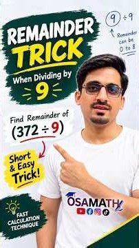 Find Remainder Without Division! 😱 Divisibility Trick for 9 | Math #shorts