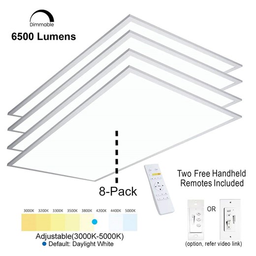 Check The Home Depot's Q&A Before Buying: eLEDing 2 ft.x4 ft. 6500 Lumen 600W Equivalent White Dimmable Color Changing CCT Integrated LED Flat Panel Light Troffer(8-Pack)
