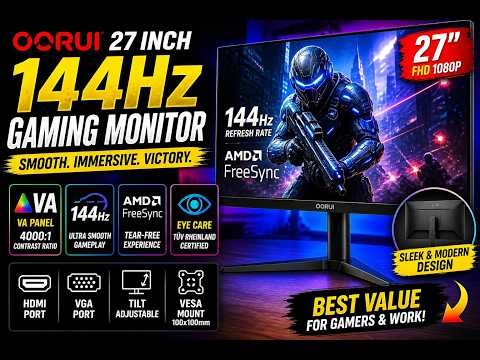 27” 144Hz Gaming Monitor 🔥 OORUI FHD Display Review | Smooth & Affordable!